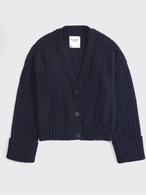 Abercrombie & Fitch Dark Navy V-Neck Chunky Button Cardigan